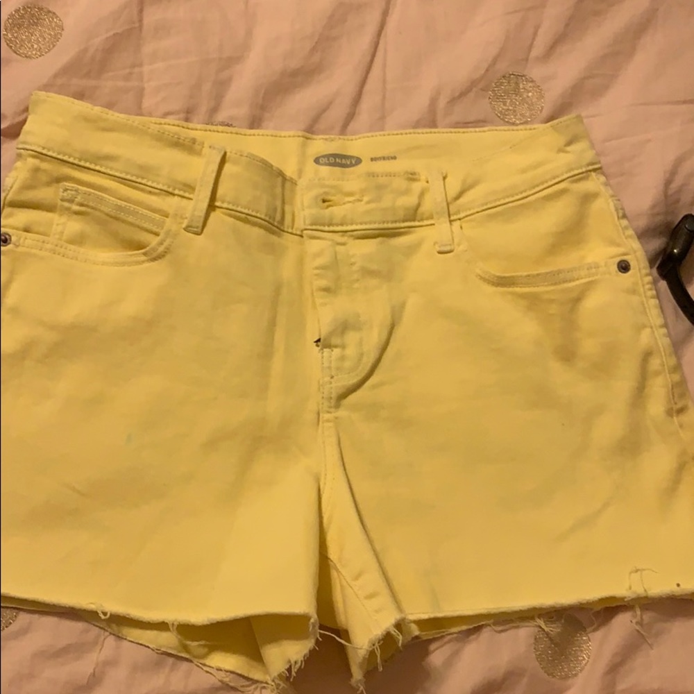 yellow jean shorts